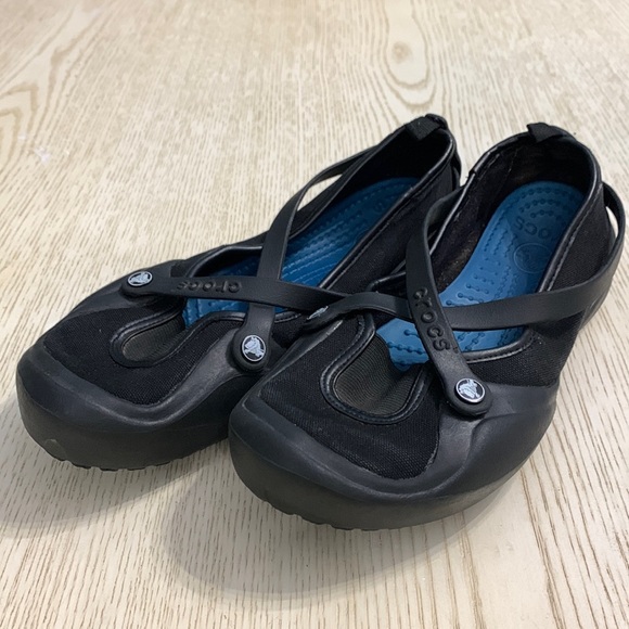 CROCS Shoes Crocs Womens Celeste Canvas Mary Jane Flats Blackbright